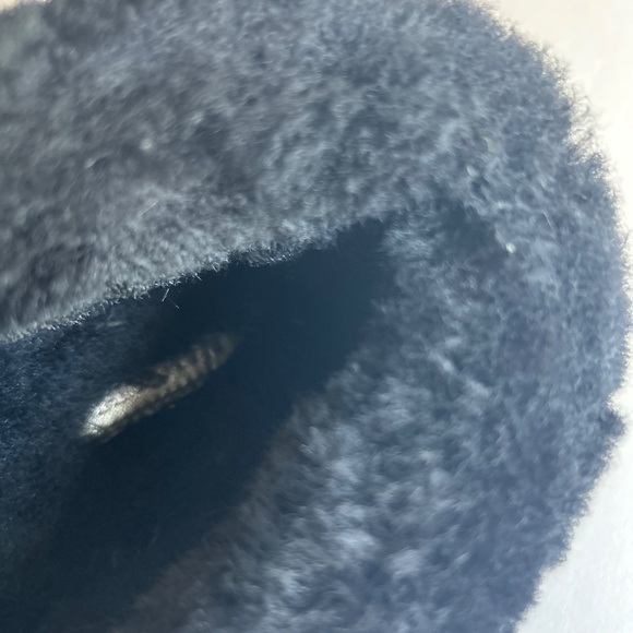 Coach Grey Black Canvas Sheepskin Fur Rubber Outsole Slippers size 7.5 - Picture 11 of 13